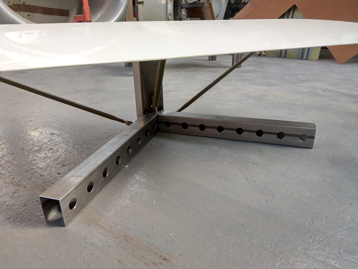 Stu_artaviation's tweet photo. Another new piece available! Airbus A320 spoiler table. Just got to smooth out the welds before the frame goes for it's powdercoat finish. Will have battery powered LED lights in the frame for that extra nice touch. #tableporn #avgeek #aircraftfurniture #bestineurope #brand https://t.co/ZeJ5W6UThk