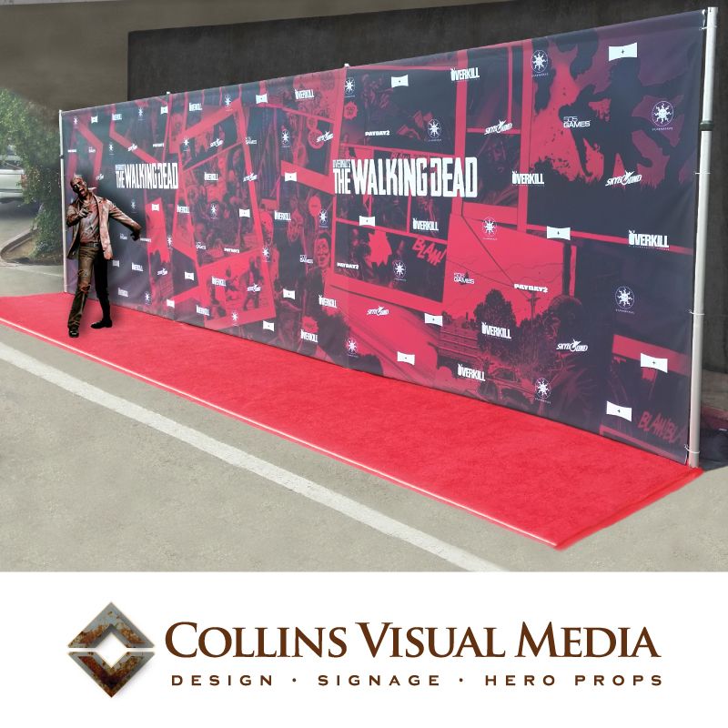 A few years back we did this 30' media wall for 'Overkill's The Walking Dead' Video Game debut. This is a seamless, non-glare fabric which we use regularly. 
#throwbackthursdays #thewalkingdead #stepandrepeatLA #mediawalls #stepandrepeats #backdrops #premieres #hollywoodevents