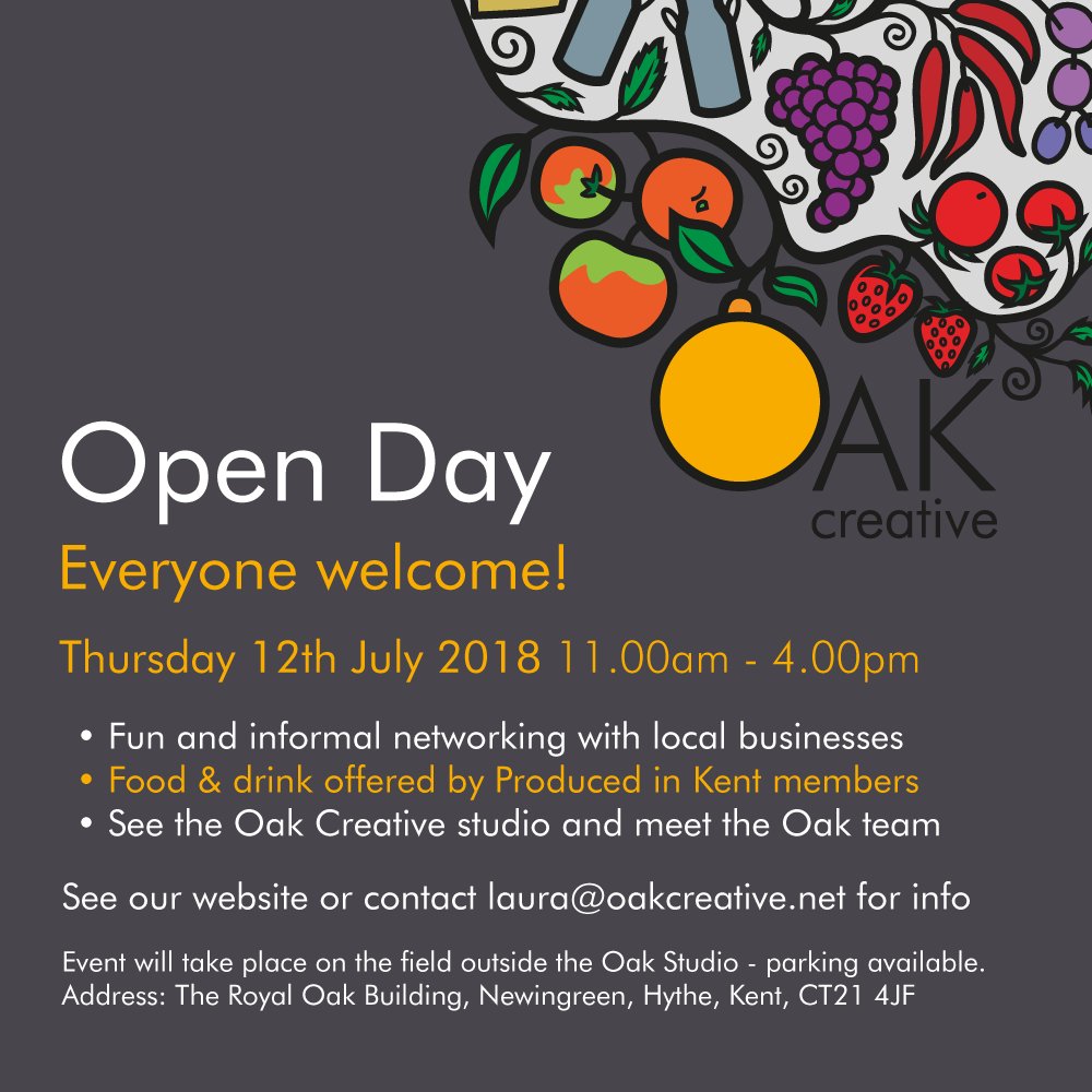 OakCreative's tweet photo. ☀️ You're invited to the Oak Creative Summer Open Day! ☀️Thursday 12th July 11am - 4pm ☀️ For more details see our website https://t.co/RvSU2wyQJ5 Put the date in your diary now 😀
We look forward to seeing you there! #OakCreative #SummerOpenDay #networking #ProducedinKent https://t.co/XqUw7CcPn6