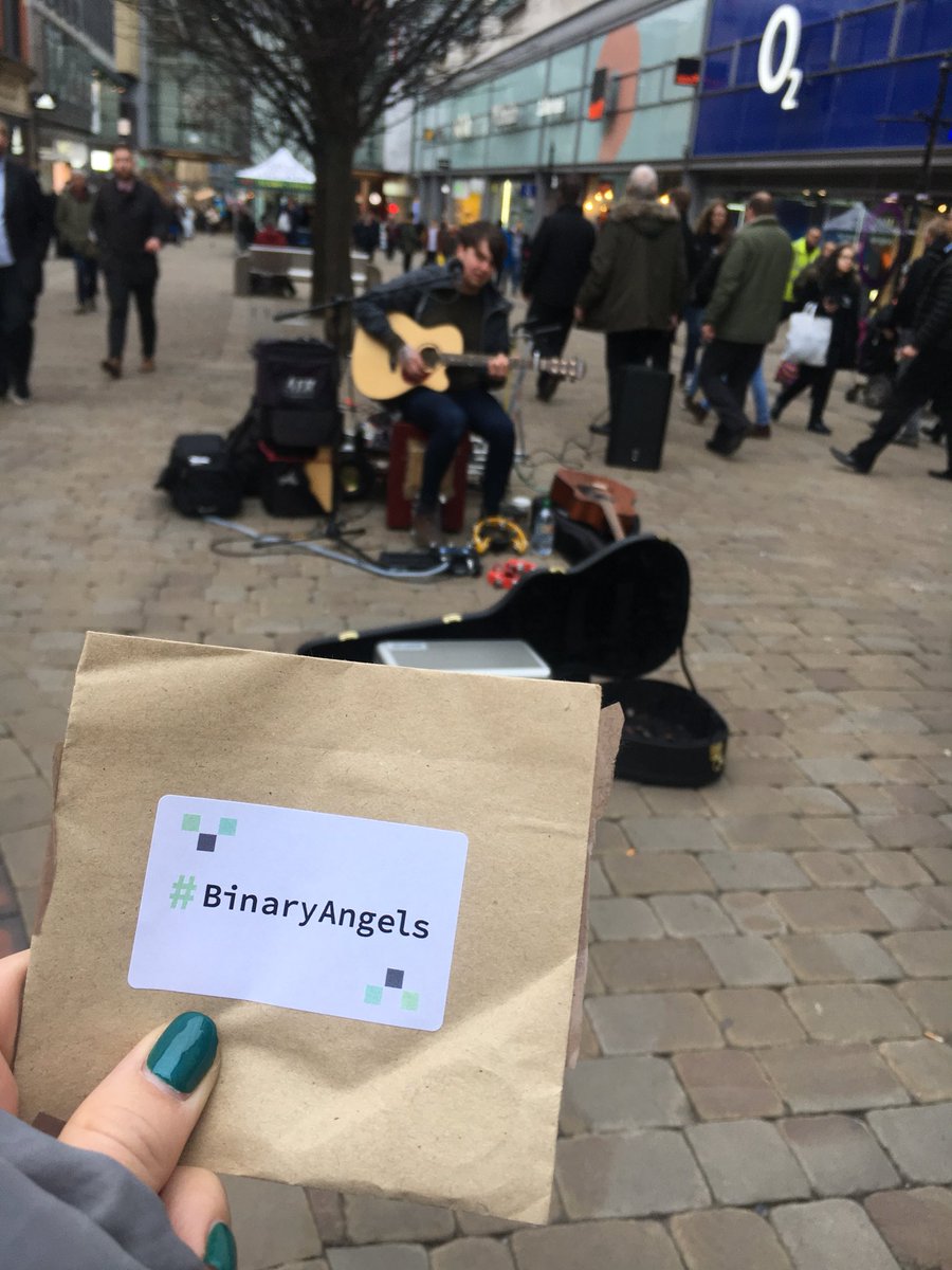 gornallx's tweet image. Donated my #BinaryAngels to an amazing busker in Manchester #BinaryFest18 #talent