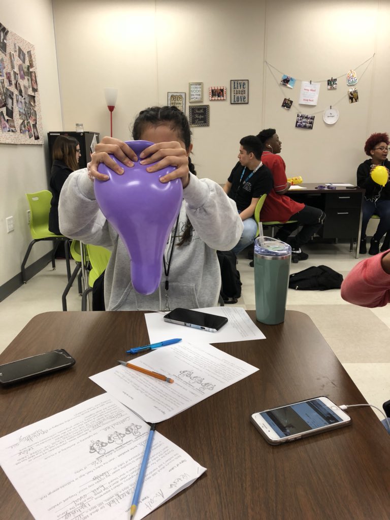 MsSC_LHS's tweet photo. Today in #LHSchilddevelopment we simulated #labor using balloons and ping pong balls. Students learned why #BraxtonHicks contractions wonβt move a mother towards #delivery and how anxious parents can get during labor! https://t.co/PuWbPQaD25