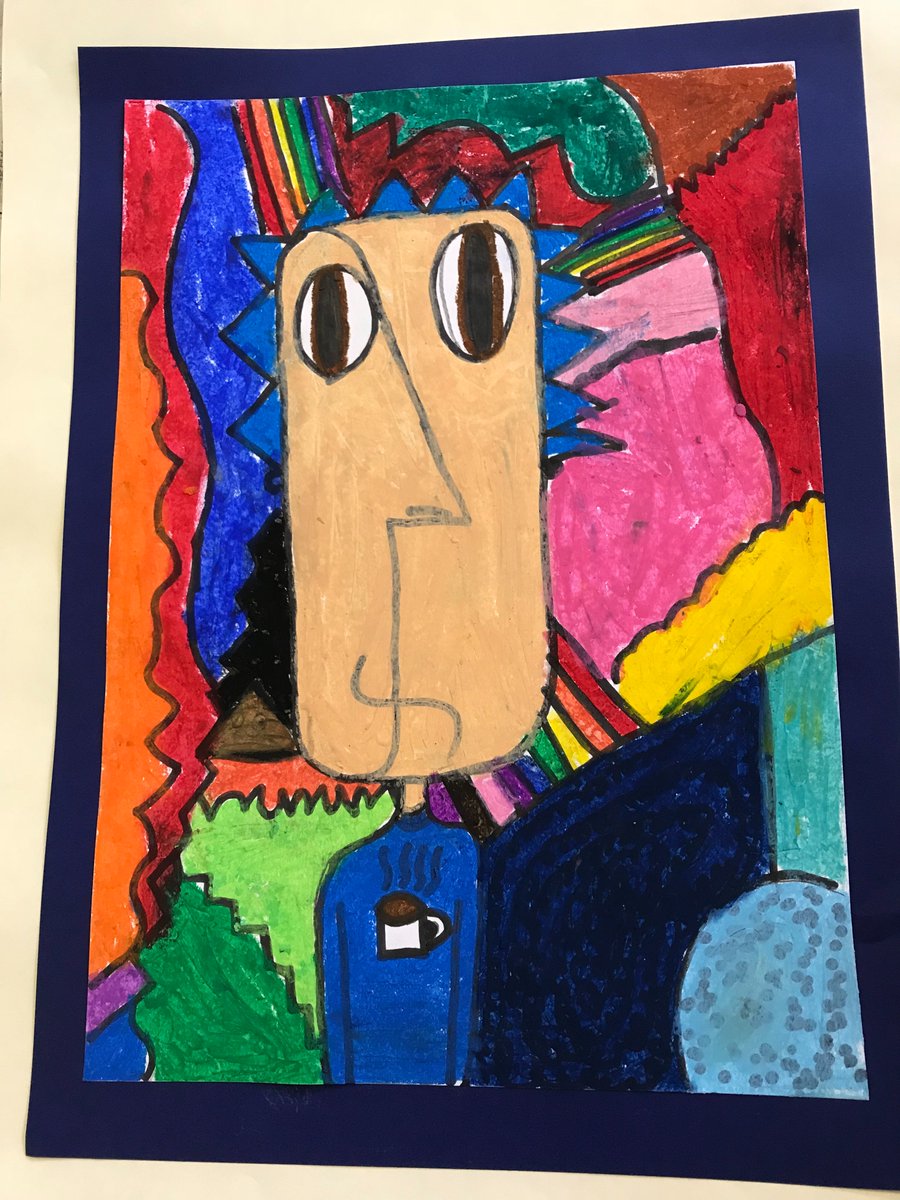 TJSchool5's tweet photo. 6H creating a pastiche of Pablo Picasso’s Cubist work @JaneSargent17 , @TJSchool3 @Djsimons1Daniel https://t.co/jVtDopAg0a