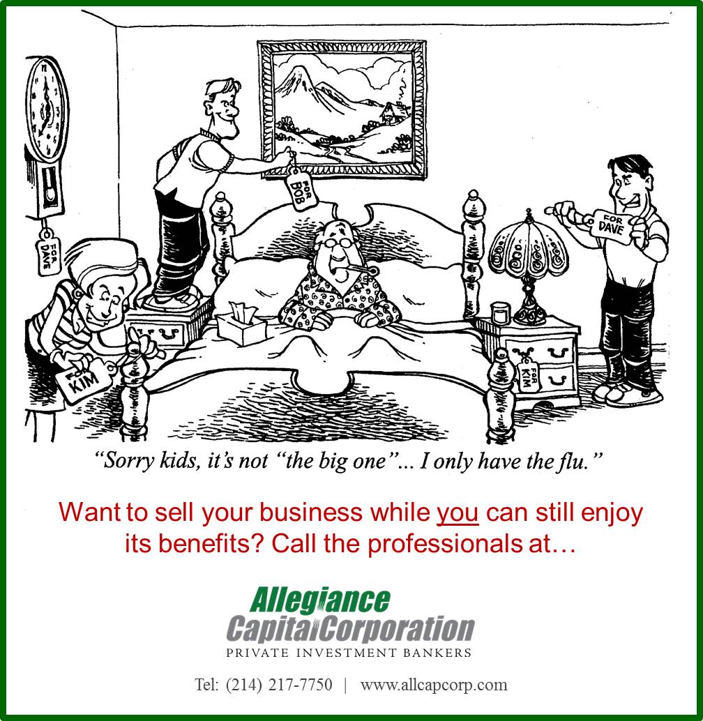 AllCap's tweet photo. #humor - Enjoy the benefits of selling your company -- while you still can #familybusiness #mergersacquisitions #TBT https://t.co/gaDd8iKcsZ https://t.co/SPCuxzkY4i