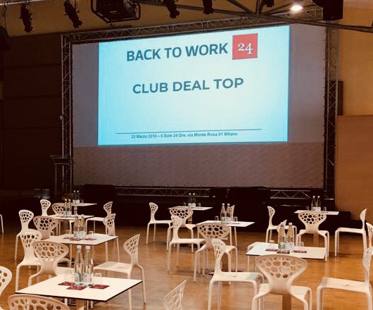 Tutto pronto dalla Sala Bianchi del <a href="/sole24ore/">IlSole24ORE</a> per il #ClubDealTop di oggi dove manager e investitori del nostro network conosceranno 3 #scaleup #Fooddelivery #online #travel #luxurycommerce