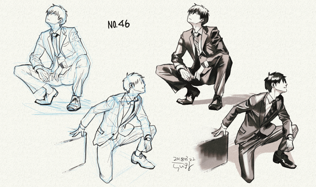 تويتر らびまる على تويتر 此村さん描いちゃった スーツ週間 今日はしゃがんでるポーズで 3分ずつ おまけ塗り ２０分 毎日１点かんたん１０分スケッチ T Co Vhuwzoohuf