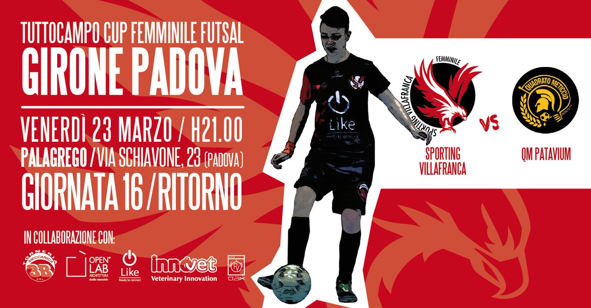 sporting_villa's tweet photo. Venerdì in campo anche le ragazze del #FutsalFemminile contro il #QMPatavium.
#SFVca5 #SFVlovers #SportingVillafranca 🦅⚽ #Villafranca #Padova #Calcioa5 #Futsal #FutsalFemminile #MessiUnaDiNoi #TuttoQua #TuttoCampoCUP https://t.co/Iw8WA6Cg16