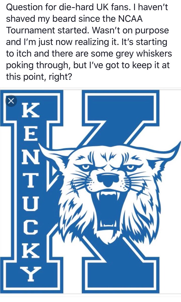 This is a real Facebook post. Thoughts? #marchmadness #UK #beard #KentuckyBasketball