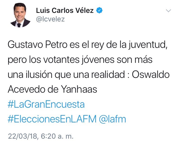 Invito a los jóvenes de colombia a demostrarle a este señor de que no somos ni un discurso, ni mucho menos una ilusión, tenemos vos y voto y vamos a transformar colombia.
#TodosAParticipar #JuventudVotaPorElCambio