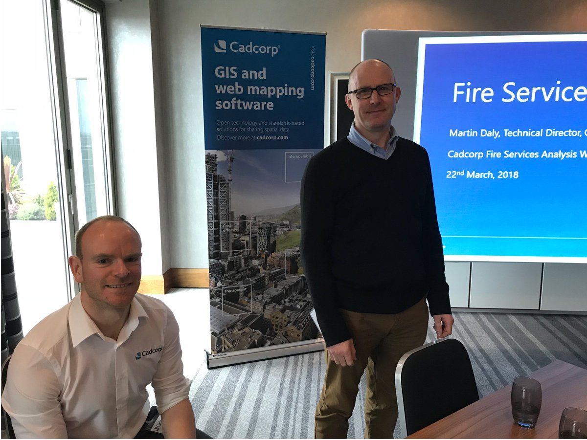 cadcorp's tweet photo. @cadcorp TD @mpdaly & @ian_usher1985 about to give sneak preview of #SIS9 to #FRSworkshop delegates #GIS https://t.co/IxhhDuLK1o