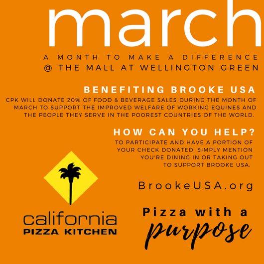 NicRoldan's tweet photo. All this month @calpizzakitchen Wellington Green is running this amazing campaign to benefit @BrookeUSAorg. An easy way to show your support. A big thank you to the team there for all your support of @brooke_usa & @nicroldan’s #SunsetPolo & White Party 🙌 🍕 https://t.co/nIB1LTJGp5