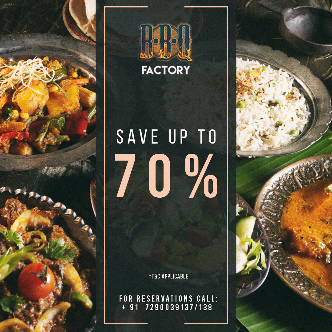 BBQ_Factory's tweet photo. Save upto 70% on Buffet !  Call us to know more &amp; Avail this exciting offer at BBQ Factory, gurgaon.
This amazing offer is only valid till March end. 

#bbqfactory #buffet #gurgaon #offer #gurugram #barbeque https://t.co/paSz0U9vYP