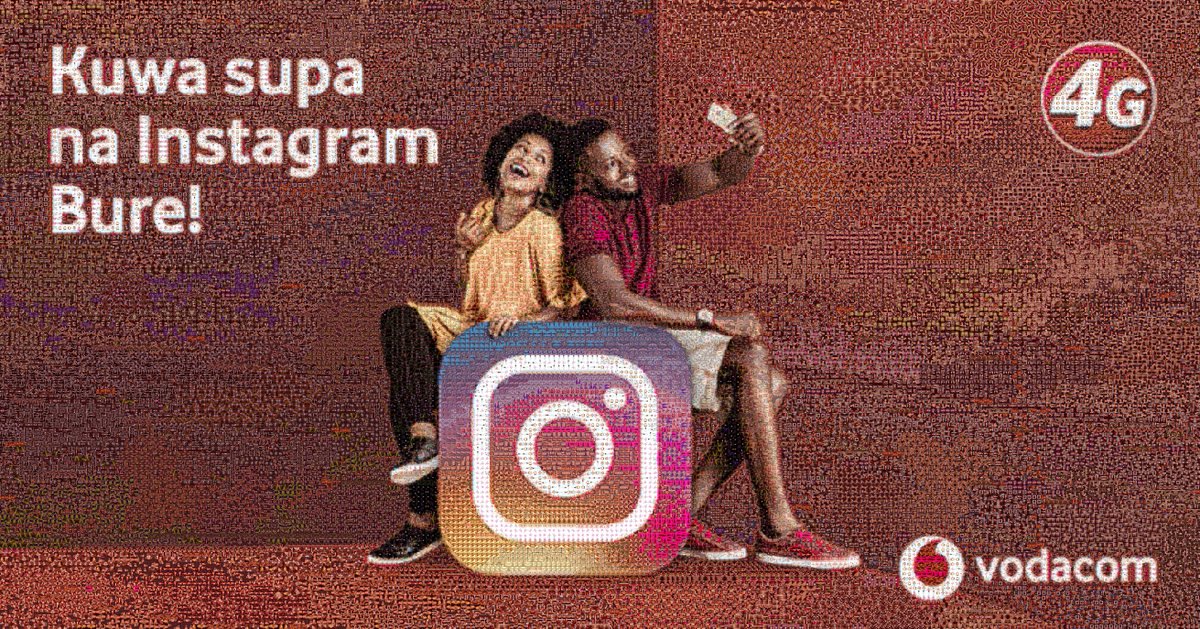 Retweet kuingiza picha yako kwenye Mosaic ya kwanza Tanzania ya "Instagram Bure" kutoka Vodacom Tanzania au Tweetpic ukitumia hashtag #InstagramBure na mention <a href="/VodacomTanzania/">Vodacom Tanzania</a> usiache hii ikupite.  Kuwa Supa na Instagram bure piga *149*01# kujiunga.
