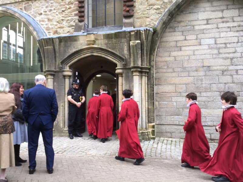 TruroCathedral's tweet photo. Our choristers preparing to sing and meet the Duke of Cornwall at the Old Cathedral School building #royalvisit https://t.co/Y0NsxUhxEX