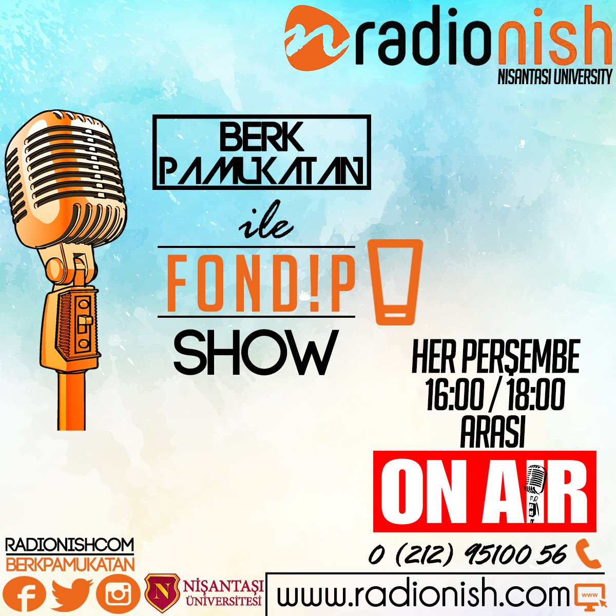 Berk Pamukatan ile Fondip Show saatler 16:00’ı gösterdiğinde radionish.com ‘da sizlerle! Günün konusu: #DuymakİstedigimSöz <a href="/BerkPamukatan/">Berk Pamukatan</a>