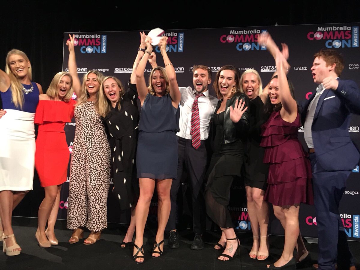 SarahLAldridge's tweet photo. Go team! Celebrating large agency of the year #CommsCon #webuchan https://t.co/iW1gRkatsk