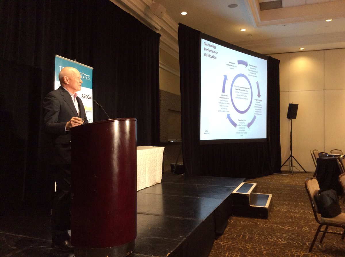 CanadianWater's tweet photo. Water Canada celebrates #WorldWaterDay at #TRIECA2018 Day 2. John Neate discusses how #ISO14034 standard can be used to address tradeoffs, risk, & performance of innovative environmental solutions globally https://t.co/LnBVzx5bF2