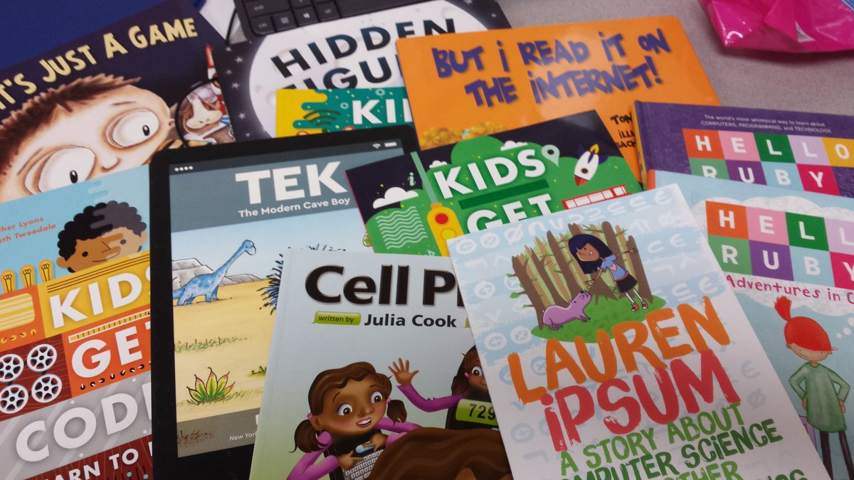 mrsfoght's tweet image. So many great computer science books for my elementary students thanks to the donors at @DonorsChoose. #csinwi #digcit #msdcs #flcsengage #literacy #soexcited