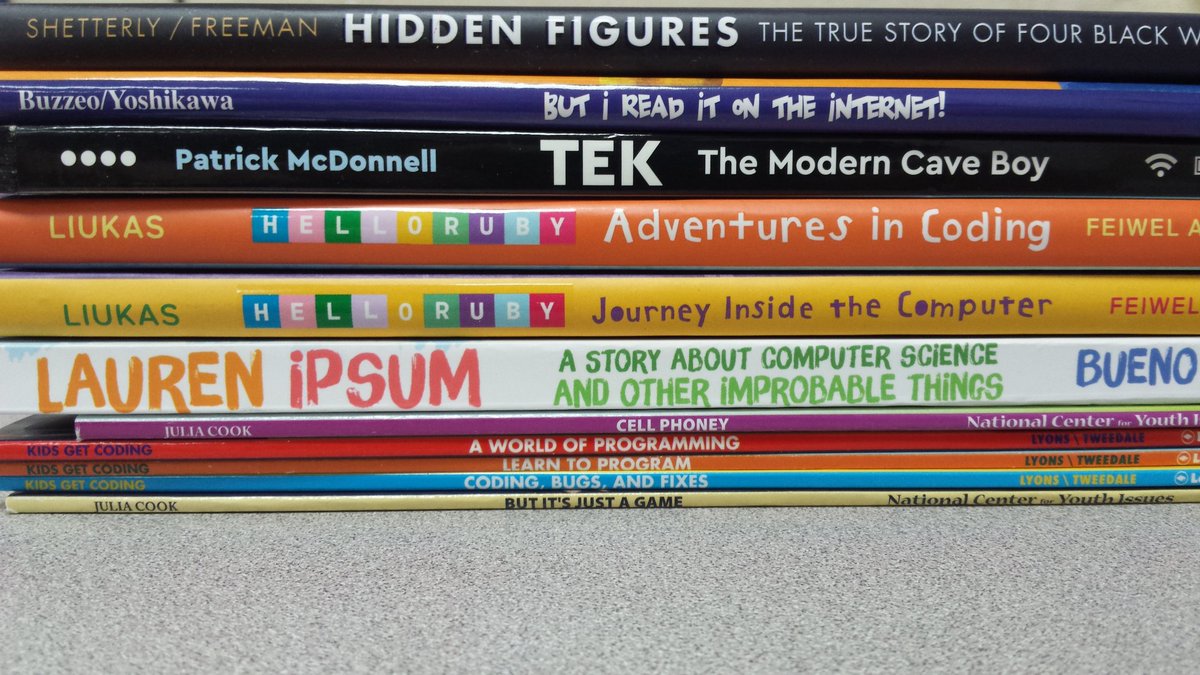 mrsfoght's tweet image. So many great computer science books for my elementary students thanks to the donors at @DonorsChoose. #csinwi #digcit #msdcs #flcsengage #literacy #soexcited