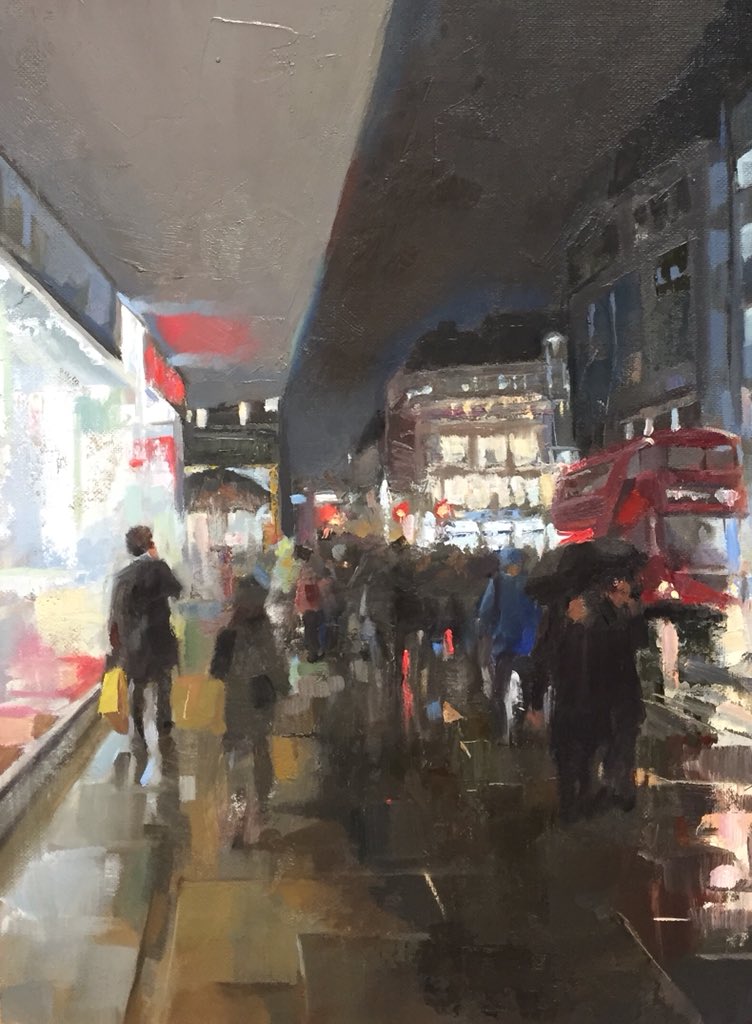 Pic from a soggy Oxford St. #oilpainting #london #damptoes