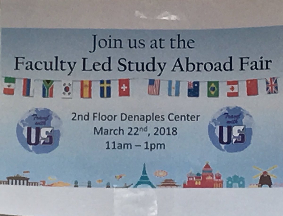 Hey Royals! Don’t forget that the Faculty-Led Study Abroad Fair is happening TODAY on the second floor of the DeNaples Center!