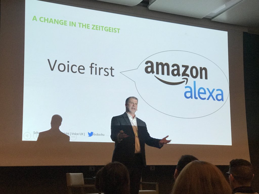 Interesting times ahead! Voice first <a href="/bobschu/">bob schumacher</a> #uxmasterclass2018