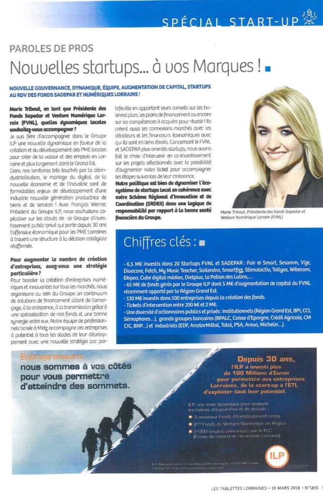 MarieTribout's tweet photo. “Nouvelles Startups... A vos marques !” # A retrouver dans le dossier spécial #Startup des @TablettesLorrN . https://t.co/96JHzIlKar