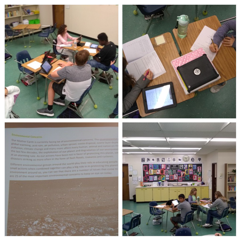 MsJax17's tweet photo. Students work together investigating environmental issues to write a research paper.  #WeAreLMS #publicschoproud https://t.co/81Rr7u1ibJ