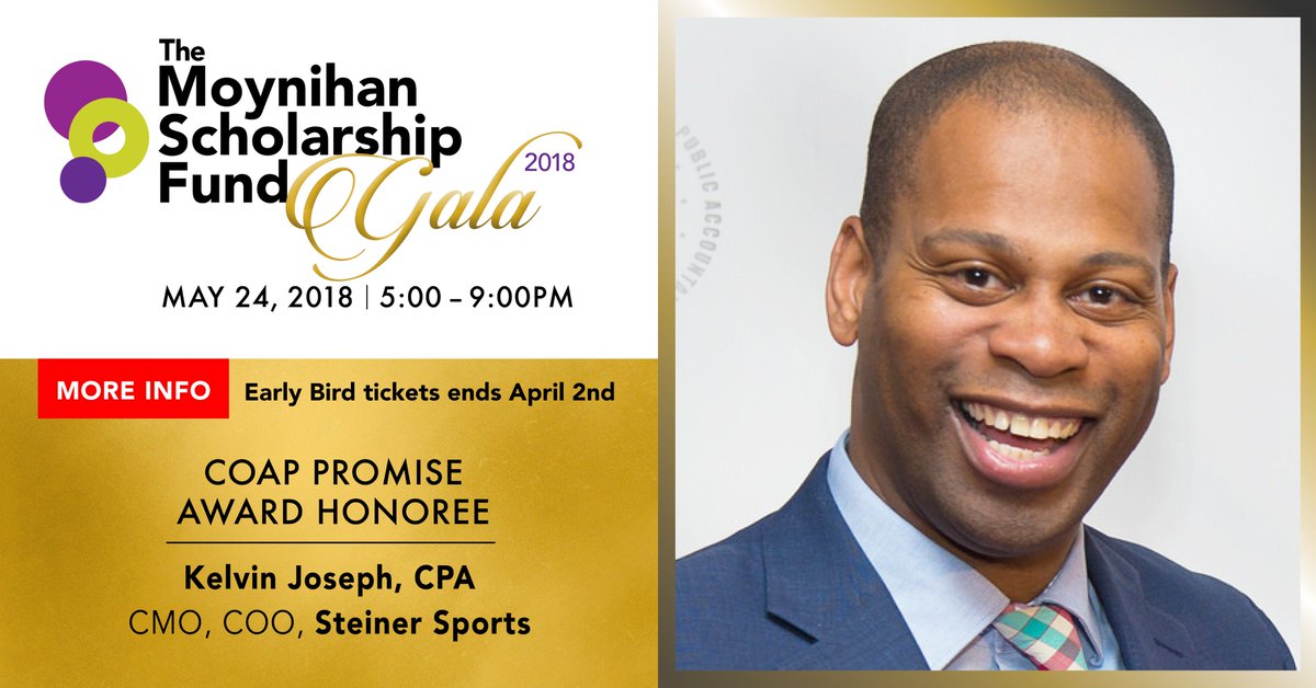 ny_cpasociety's tweet photo. Congratulations to Kelvin Joseph for being named the 2018 #COAP Promise Award Honoree! The #2018MoynihanFundGala recognizes the best in #Accounting and benefits the next generation of accounting professionals. Visit https://t.co/4WRr0lMTmu for #tickets or 2 #donate. #Scholarships https://t.co/MRINfpQ48c