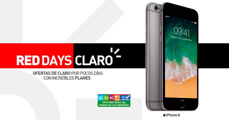 clarochile_cl's tweet photo. ¿No crees que es tiempo de cambiar tu 📱? Hazlo ahora con los #RedDaysClaro y lleva tu iPhone 6 de 32GB contratando el Plan XL. Aprovecha. Solo por pocos días❗️❗️ Info acá: https://t.co/XoR5pNwZor https://t.co/0HwF8kgtf1