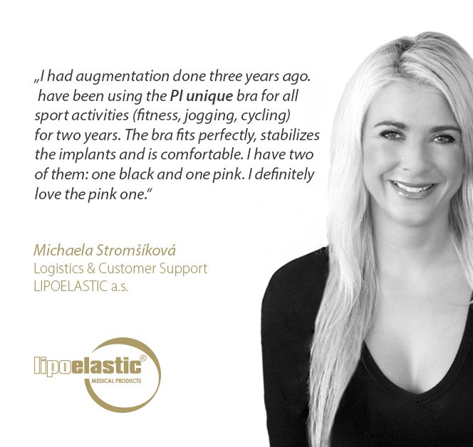 lipoelastic's tweet image. Míša from the Czech #LIPOELASTIC team also tested the PI unique bra; she has had augmentation done and the PI unique post-operative bra provides a  feeling of safety during exercise. Read her statement in our #testedforyou series 😊
