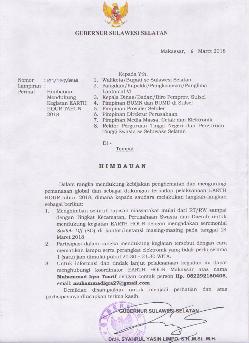 EHindonesia's tweet photo. Sejumlah pemerintah provinsi di Indonesia mendukung #EarthHour 2018. Surat edaran dikeluarkan oleh Gubernur di masing-masing provinsi (Sulsel, Jabar, Kaltara, dan Kaltim) agar instansi dan masyarakat menghemat energi dan mengikuti  #EarthHour 24 Maret 2018 #IniAksiku https://t.co/vhmRip5KmQ