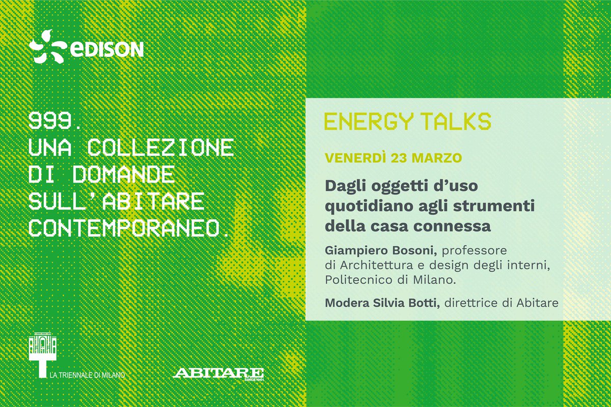 EdisonNews's tweet photo. La casa di ieri, di oggi e di domani. Ne parliamo con architetti e designer a @LaTriennale. Iscriviti ai talk e potrai visitare la mostra #999domande gratuitamente: https://t.co/gZ2PhudtBq https://t.co/eu0mvTm9cE