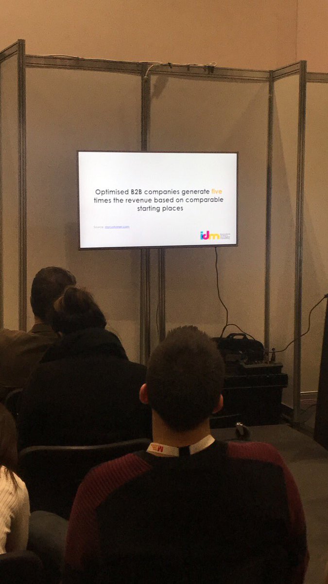 theidm's tweet photo. "Optimised B2B companies generate five times the revenue based on comparable starting places" #IDMAcademy #MarketingExpo18 https://t.co/YWOxWboNlR