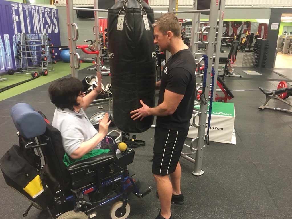 Last, but certainly not least, James <a href="/Rockstarriffs/">Jimi B</a> of <a href="/Salfordleisure/">Salford Community Leisure (SCL)</a> completes his practical assessment towards his Level 3 supporting disabled people in exercise qualification alongside Kay. 🎓

Well In James and thanks to Kay for getting involved 👍🏼💪🏼👊🏼👏🏼