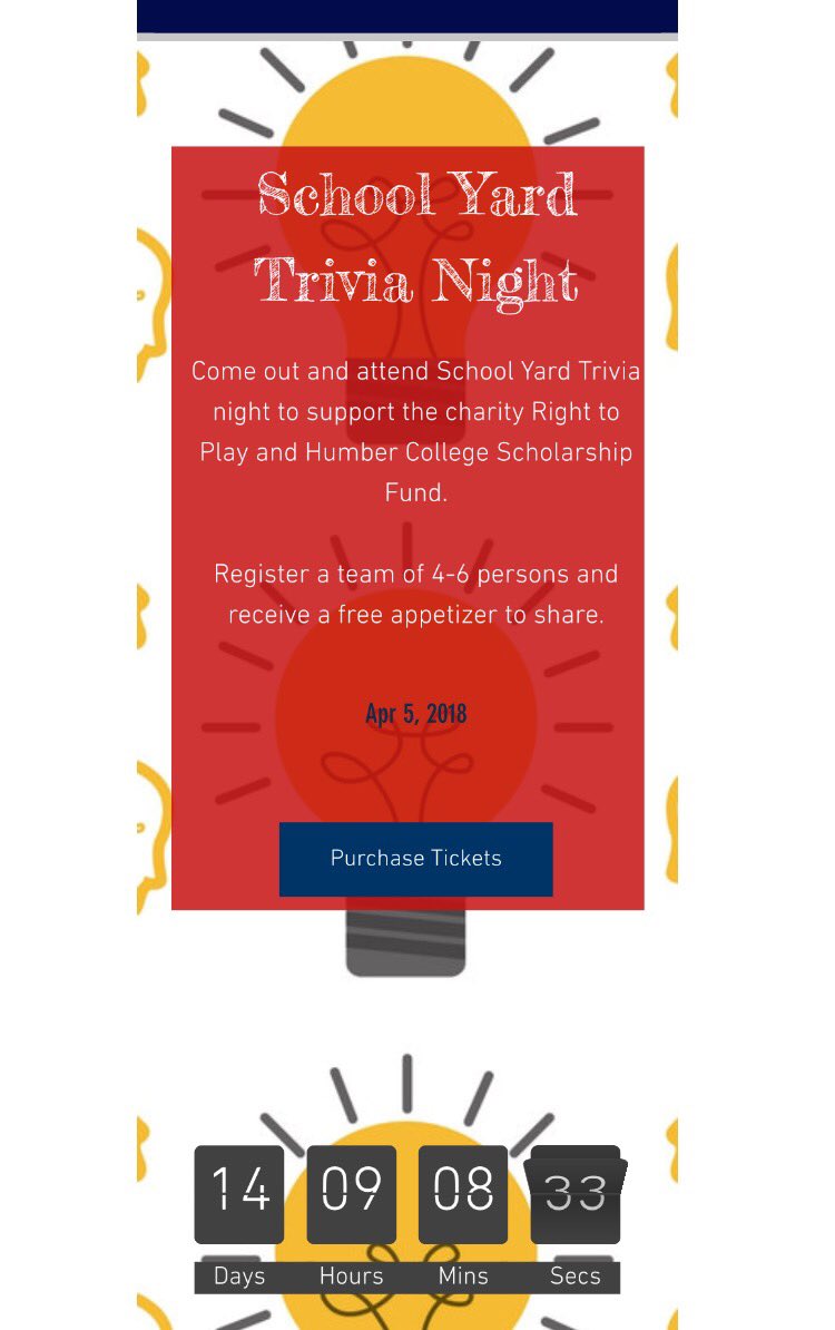 SchoolYTrivia's tweet photo. The countdown to #SchoolYardTrivia is on! Only 14 more days left to buy tickets! Do you think you can be the next top trivia master!?#thesix https://t.co/DLa8HSeM87