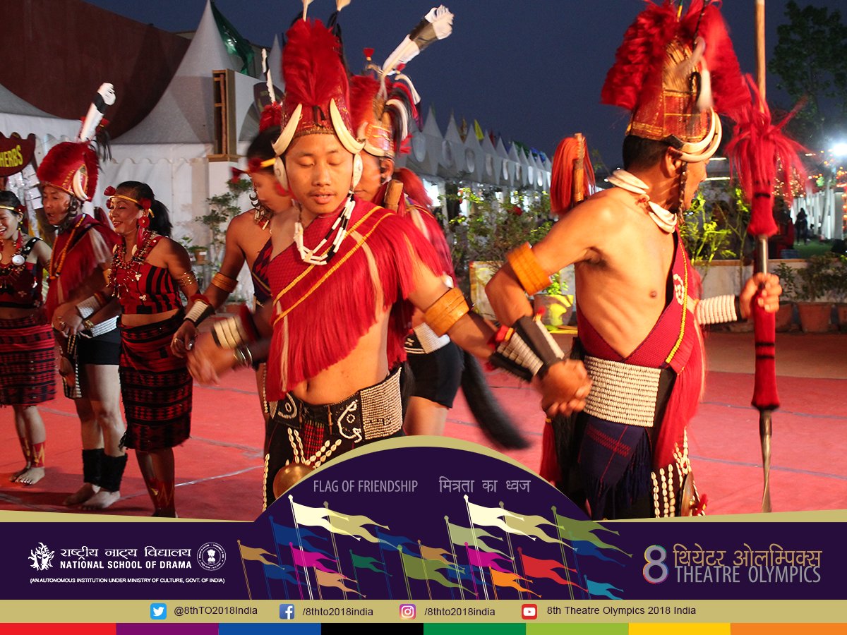 8thTO2018India's tweet image. Performers from the hills of the Nagas delighting the audience at 8th Theatre Olympics 2018 India.

#8thTheatreOlympics2018India #FolkPerformance