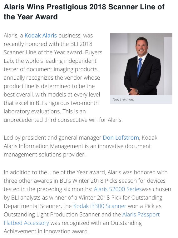 AlarisAPAC's tweet photo. .@ForbesTechCncl features President and GM, Don Lofstrom, for our recent @BuyersLab #Scanner Line of the Year Award 🏆 https://t.co/ryZwbDa2XY https://t.co/n33OZLq6Xf
