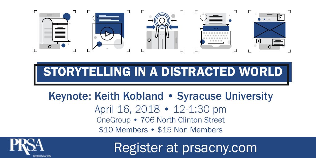 PRSACNY's tweet photo. ANNOUNCING OUR NEXT EVENT! Keith Kobland, @KeithatSU, media manager of @SyracuseUNews, will hand you the keys to great content that makes your message cut through the noise and overcome the distractions of your busy audience. Register here: https://t.co/mIJPJUj67V #PRSACNY https://t.co/uhzVpz6xvA