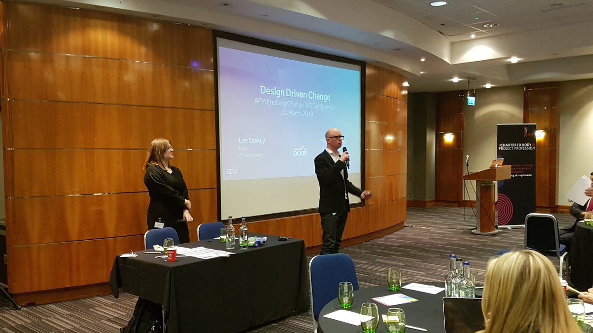 Cea_Change's tweet photo. Lee and Rebecca opening the Door on Design Thinking at APM Inspiring Positive Change Conf #APMChange #Change_Inst_UK https://t.co/2O2WeMAkHU
