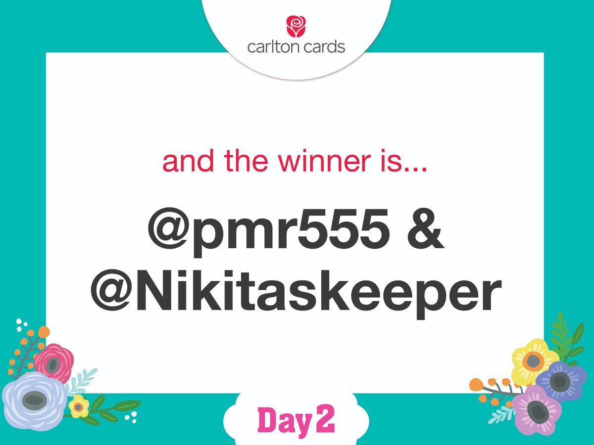 CarltonCards's tweet image. Our #SpringItForward Friendship #Giveaway Day 2 winners are… @pmr555 &amp;amp; your friend @Nikitaskeeper! Congrats! ￼￼Send us a DM with your mailing address to claim your prize. 
Thanks to who entered our contest yesterday! Stay tuned for your next chance to win!