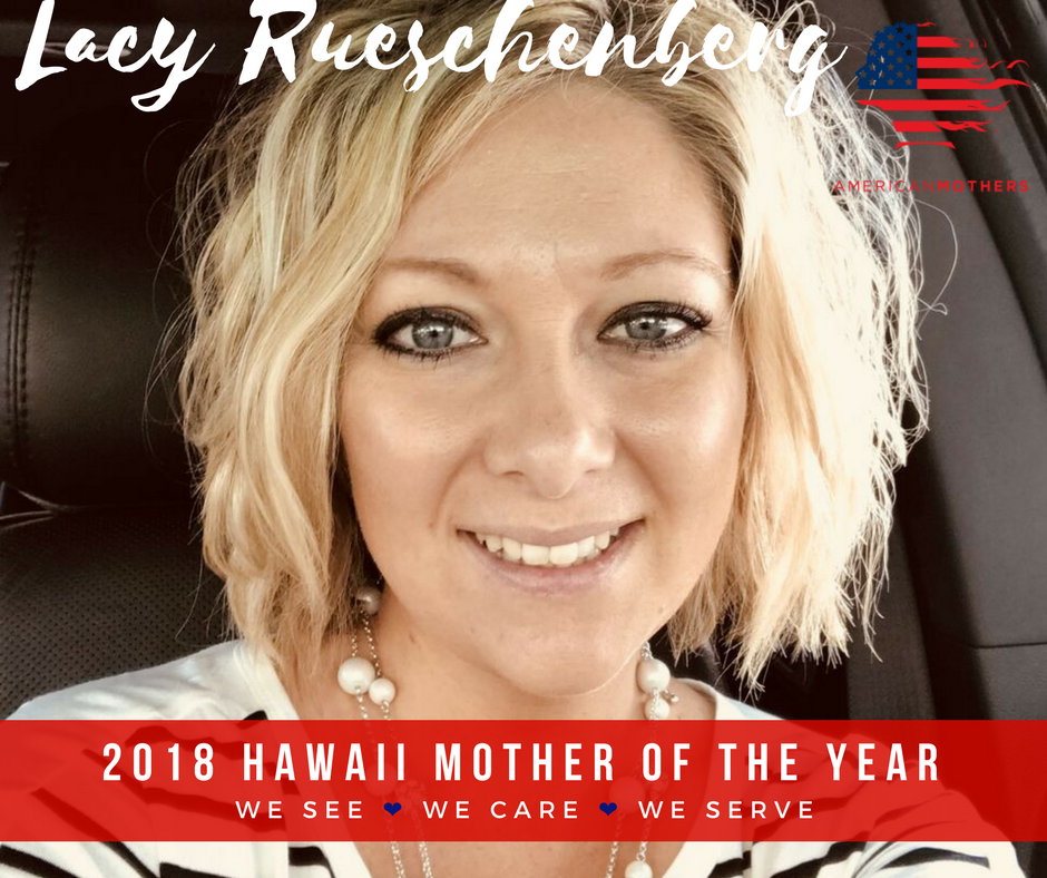 americanmothers's tweet photo. Meet Lacy Rueschenberg 2018 Hawaii Mother of the Year! Lacy and all state honorees will be at the #amiconvention April 22-24 in DC. Join American Mothers and attend convention to be part of an amazing community of moms that care and serve. #momstrong https://t.co/icUXoB1yDi https://t.co/d4EpcCGrZ5