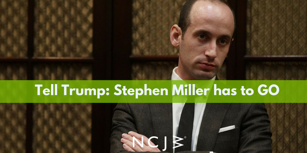 NCJW's tweet photo. 17 Jewish orgs sent a letter to the WH to #StopStephenMiller. We didn’t hear back, but we’re not giving up! https://t.co/XJrjL3fIqd https://t.co/9xEyh1CaKO