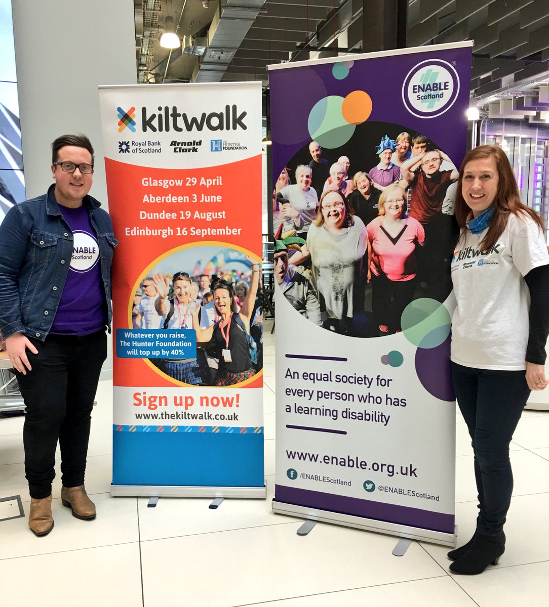 TheJonathanJack's tweet photo. Huge thanks to Gillian from @thekiltwalk for being at #Connect4ENABLE today @CofGCollege promoting #TeamENABLE to students! Super excited by the response for the Glasgow walk in just over 5 weeks time!! @ENABLEScotland https://t.co/FOSio5zYb9