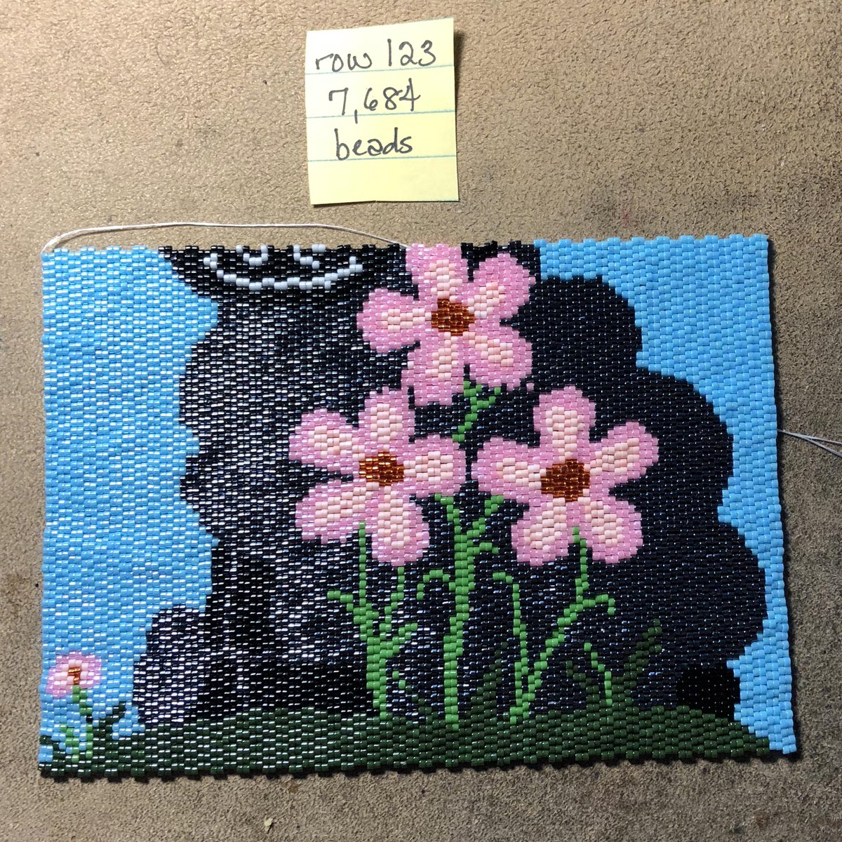 KMDESTASH's tweet image. Oh yes, there she is....that is her smile!! ~KM  #beadwoven #beadweaving #offloom #peyote #peyotestitch #handmade #buyhandmade #wallart #art #silhouette #delica #black #sheep