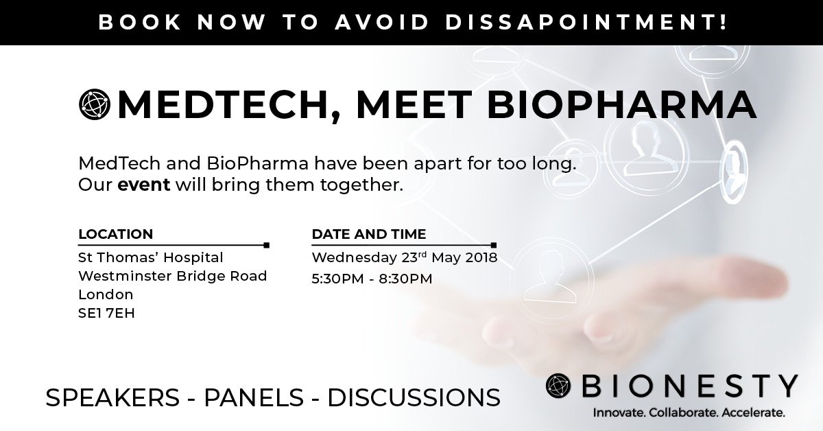 BionestyUK's tweet photo. @BionestyUK are running a great conference on the #legal and regulatory challenges for  #MedTech and #HealthTech companies. Early bird tickets are avialable now, check it out: https://t.co/UztJyVXxFU  #BionestyConference https://t.co/GqsHxKUzSI