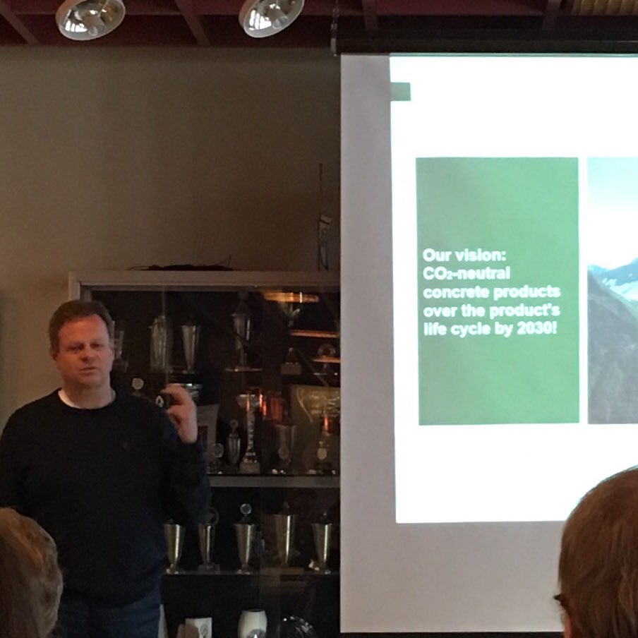 Torund's tweet photo. "Our vision is to produce CO2-free cement products by 2030," states Per Brevik, CEO Norcem Cement @HC_Norway.  Last stop on the #CCS Safari. @Gassnova @GlobalCCS https://t.co/qDjbYz2cYe