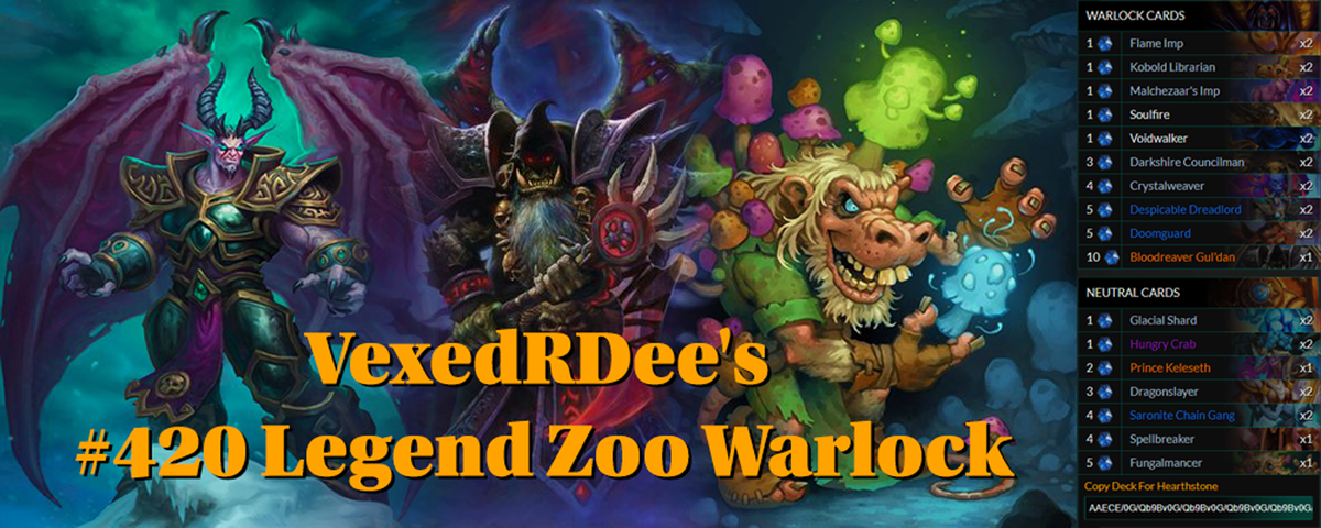Gamerslugnews's tweet photo. Are you a Zoo Warlock fan? If the answer is yes, you'll love @VexedRDee's version! Give it a go in the ladder and tell us how it went!
https://t.co/EuhcnF8nun

#hearthstone #hearthstonedecks #warlock #zoolock https://t.co/yD0LYHZi7h