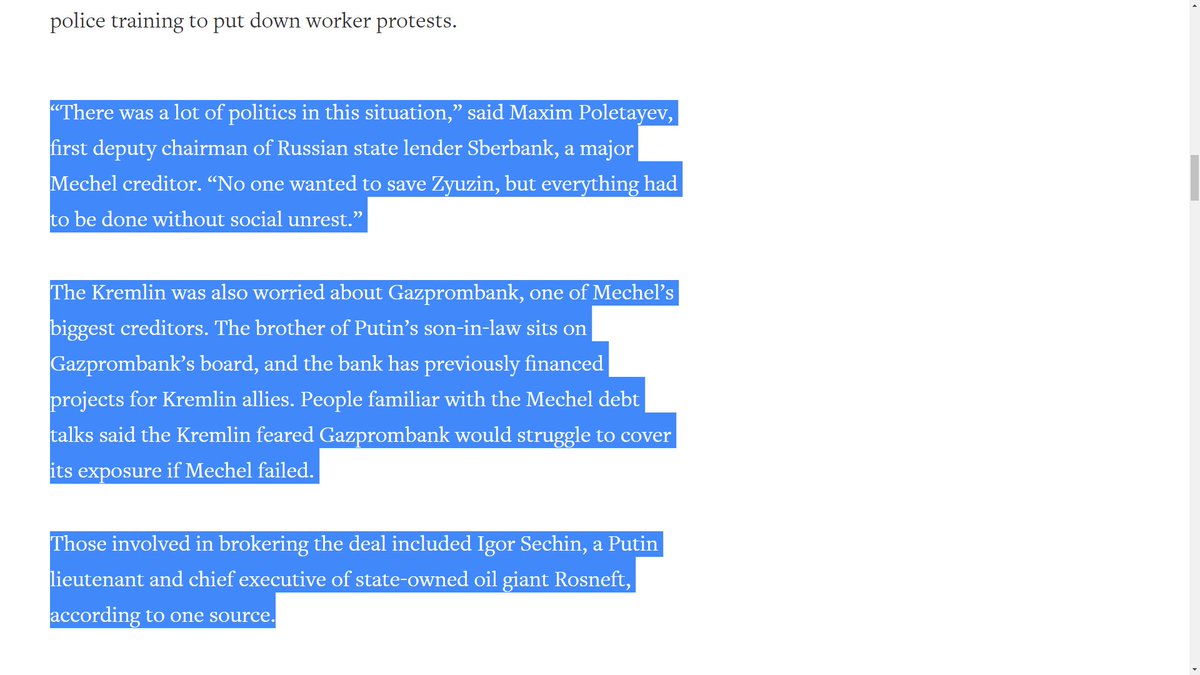 In 2016, although Zyuzin has not supported Putin and tried to stay out of the limelight, got into some trouble and Putin came in and bailed him out.There were worries about the debt with Gazprombank