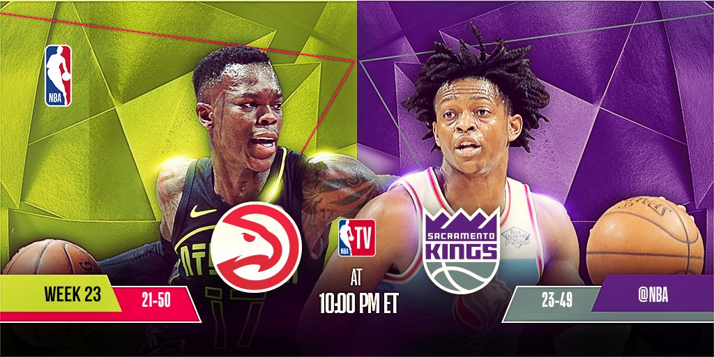 NBA's tweet photo. Tonight’s @NBATV action features...

7pm/et: @sixers x @OrlandoMagic 

9:30pm/et: @ATLHawks x @SacramentoKings https://t.co/lxNg6Sy7Jt