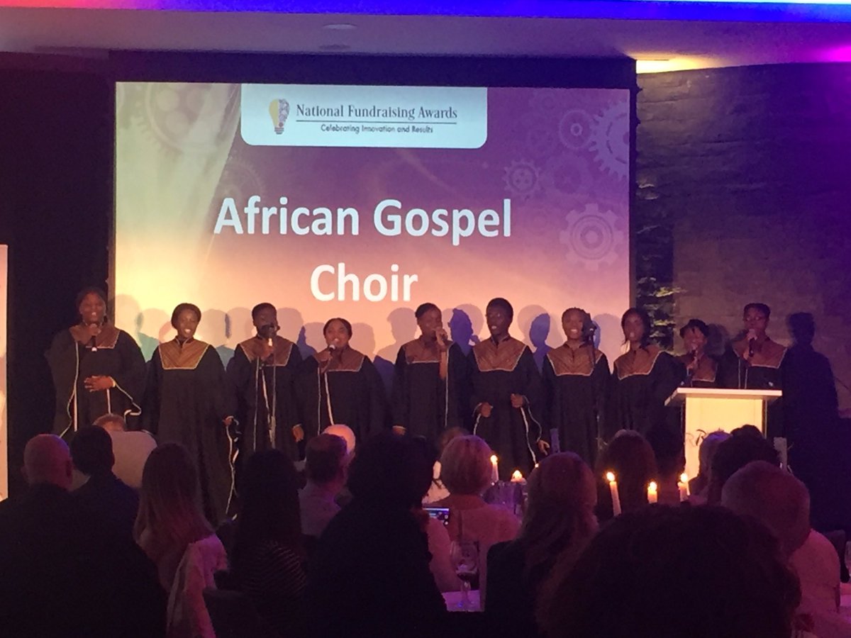 Now happening: enjoying a wonderful performance from the <a href="/AGCdublin/">African Gospel Choir Dublin</a>! #INFA18 #ProudFundraiser @CiiTweets